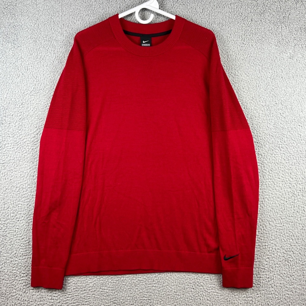 Nike Tiger Woods Golf Sweater Mens XL Red Wool Blend Crewneck CU9782-687